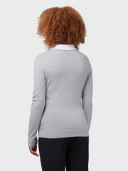 Women's V-Neck Merino Sweater In Pearl Blue Heather