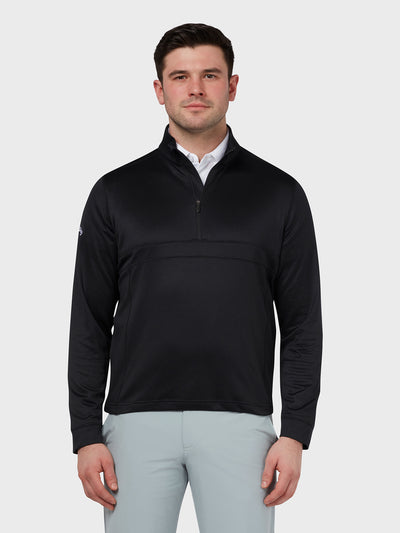 Waffle 1/4 Zip Sweatshirt In Caviar