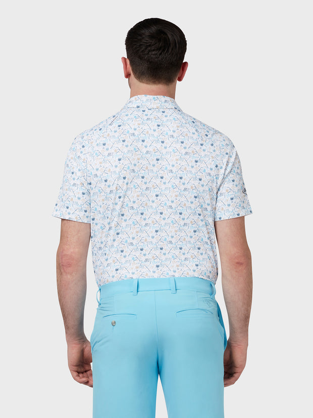 All Over Golf Novelty Print Polo In Bright White