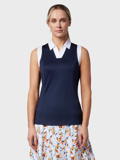 Colour Block Women's Polo In Peacoat