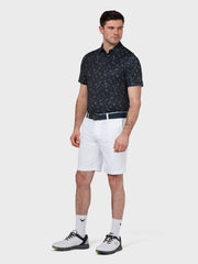 All Over Golf & Tucan Print Polo In Caviar