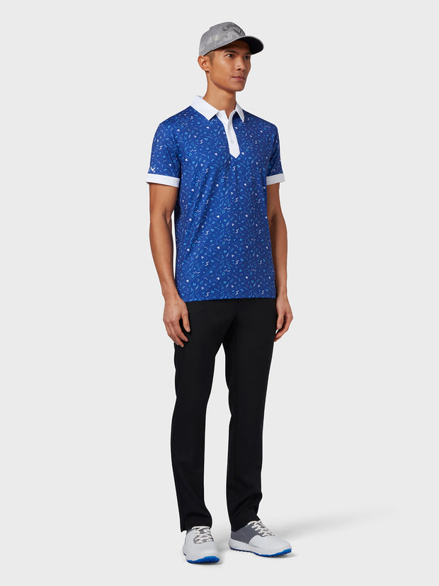X Series Chev Memphis All Over Print Polo In Clematis Blue
