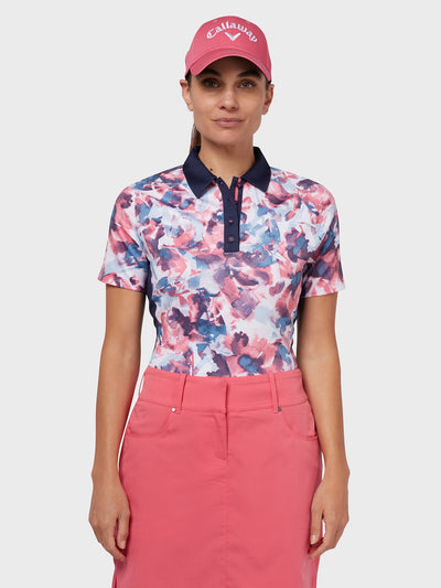 Floral Women's Polo In Fruit Dove