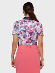 Floral Women's Polo In Fruit Dove