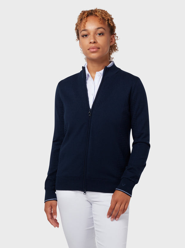 Lined Windstopper Full-Zip Women's Sweater In Peacoat