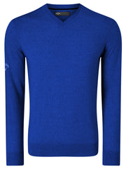 Thermal Merino Wool V-Neck Sweater In Surfing Blue