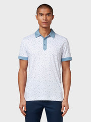X Series Chev Memphis All Over Print Polo In Bright White