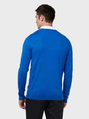 Thermal Merino Wool V-Neck Sweater In Surfing Blue