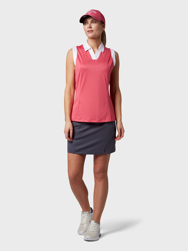 Colour Block Women's Polo In Fruit Dove