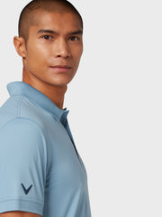 X Series Solid Ribbed Polo In Faded Denim