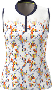 Engineered Fading Shift Geo Printed Women's Top In Brilliant White