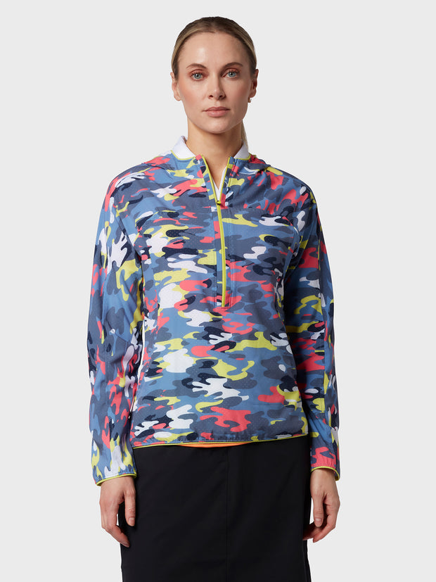 Women's 1/2 Zip Camo Hoodie In Peacoat