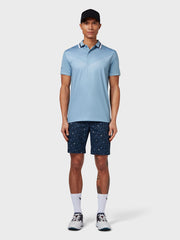 X Series Ombre Chev Print Polo In Faded Denim
