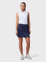 Geo Print Women's Golf Skort With Pintuck Pleats In Peacoat
