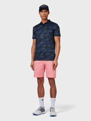 X Series All Over Active Textured Print Polo In Navy Blazer