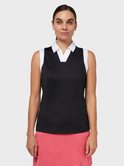 Colour Block Women's Polo In Caviar