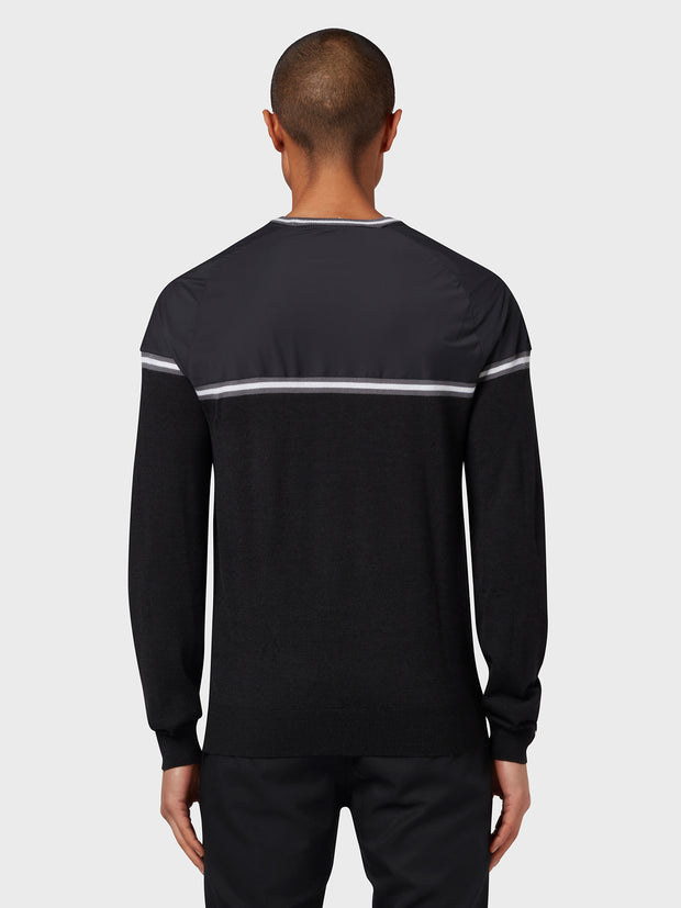 X Series Mixed Media Sweater In Dark Caviar Heather