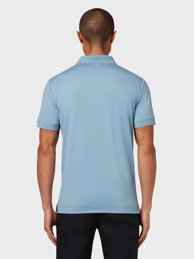 X Series Solid Ribbed Polo In Faded Denim