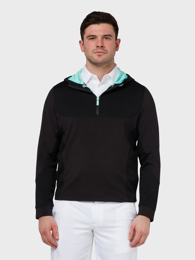 Quarter Zip Technical Hoodie In Caviar