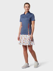 Colour Block Women's Polo Top In Blue Indigo