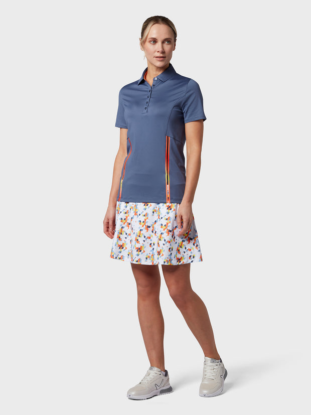 Colour Block Women's Polo Top In Blue Indigo