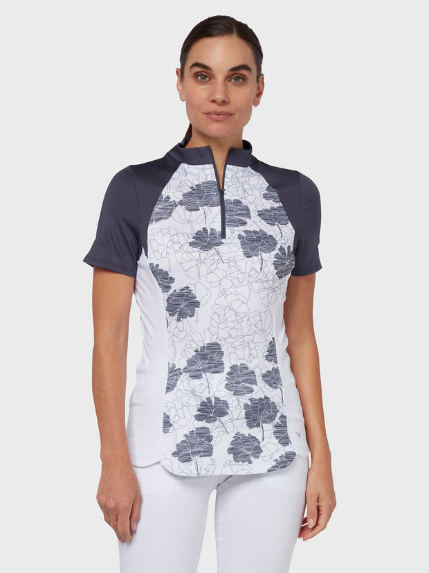 Textured Floral Women's Top In Grey Floral