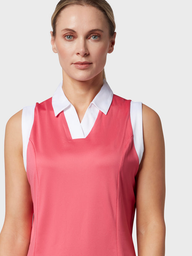 Colour Block Women's Polo In Fruit Dove