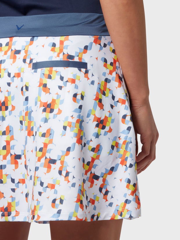 Geo Print Flounce Women's Golf Skort In Brilliant White