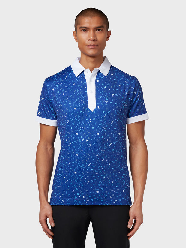 X Series Chev Memphis All Over Print Polo In Clematis Blue