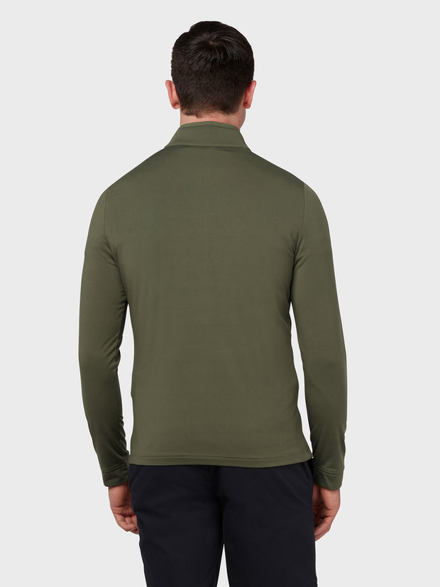 Aquapel Quarter Zip Mixed Media Sweatshirt In Black Lichen/Tigerlily