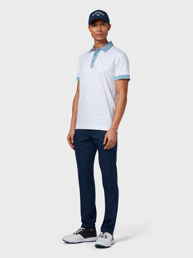 X Series Chev Memphis All Over Print Polo In Bright White