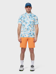 All Over X-Ray Floral Print Polo In Bright White