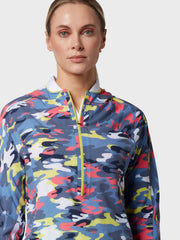 Women's 1/2 Zip Camo Hoodie In Peacoat