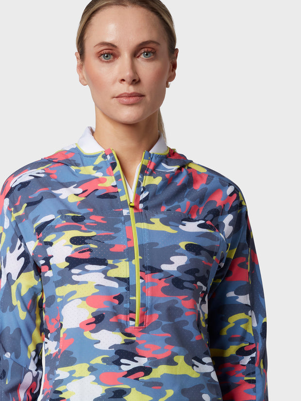 Women's 1/2 Zip Camo Hoodie In Peacoat