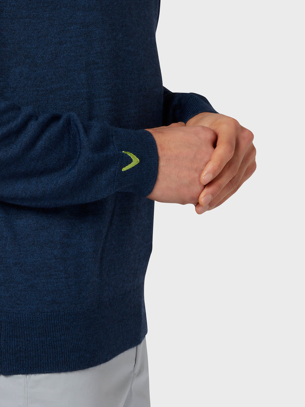 X Series Mixed Media Sweater In Dress Blues Heather