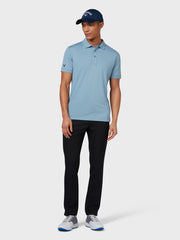 X Series Solid Ribbed Polo In Faded Denim