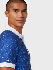 X Series Chev Memphis All Over Print Polo In Clematis Blue