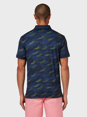 X Series All Over Active Textured Print Polo In Navy Blazer