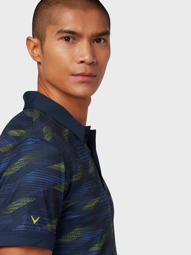 X Series All Over Active Textured Print Polo In Navy Blazer