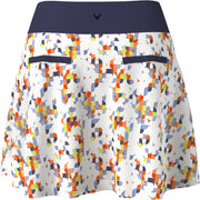 Geo Print Flounce Women's Golf Skort In Brilliant White