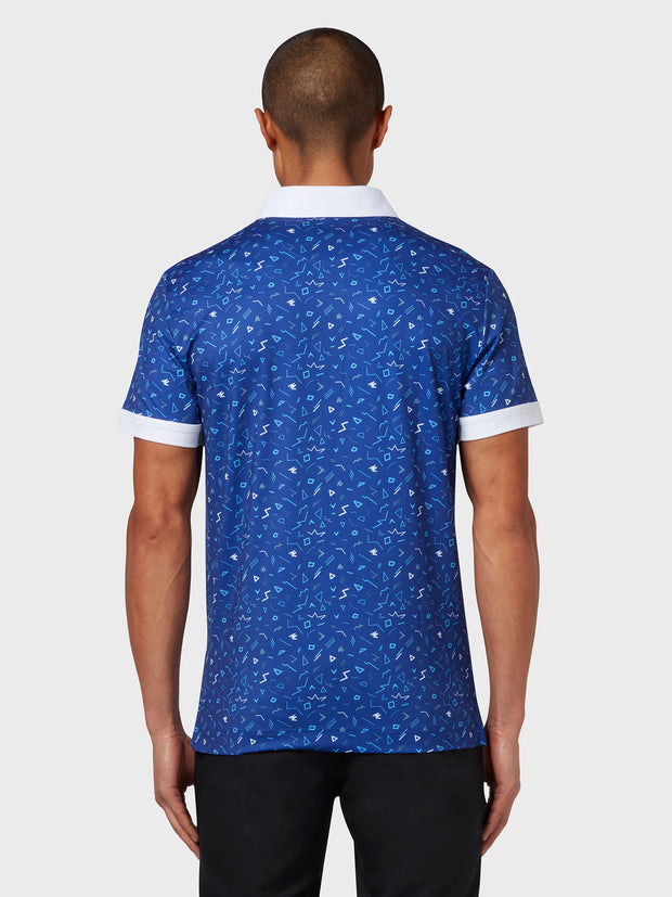 X Series Chev Memphis All Over Print Polo In Clematis Blue