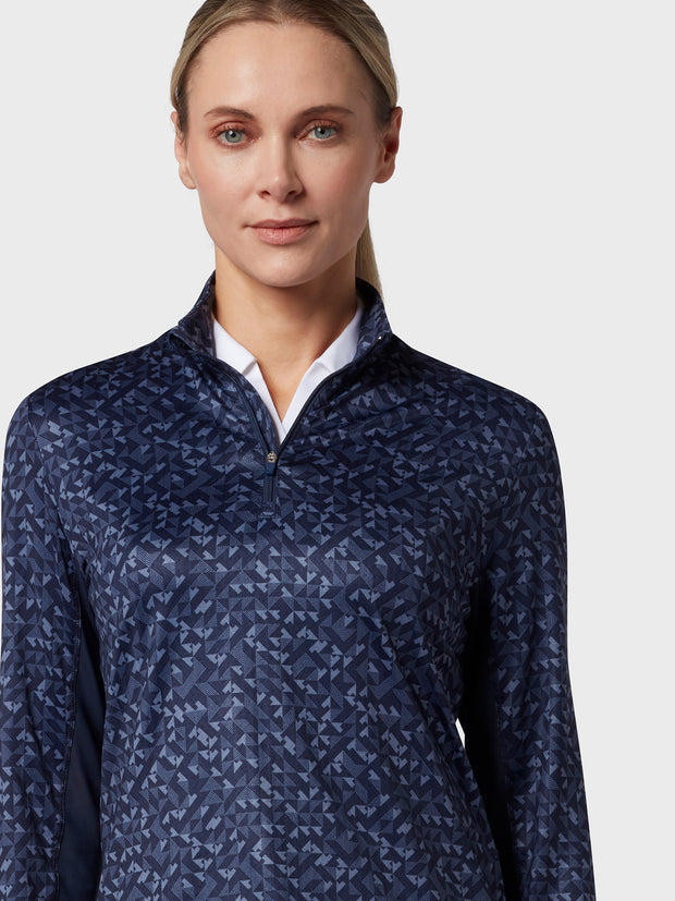 Shape Shifter Geo Printed Women's Base Layer In Peacoat