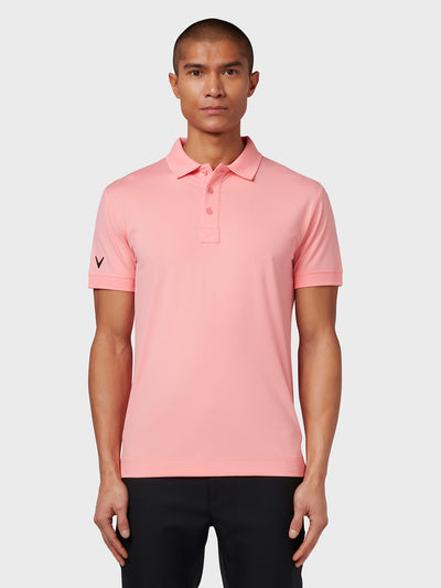 X Series Solid Ribbed Polo In Geranium Pink